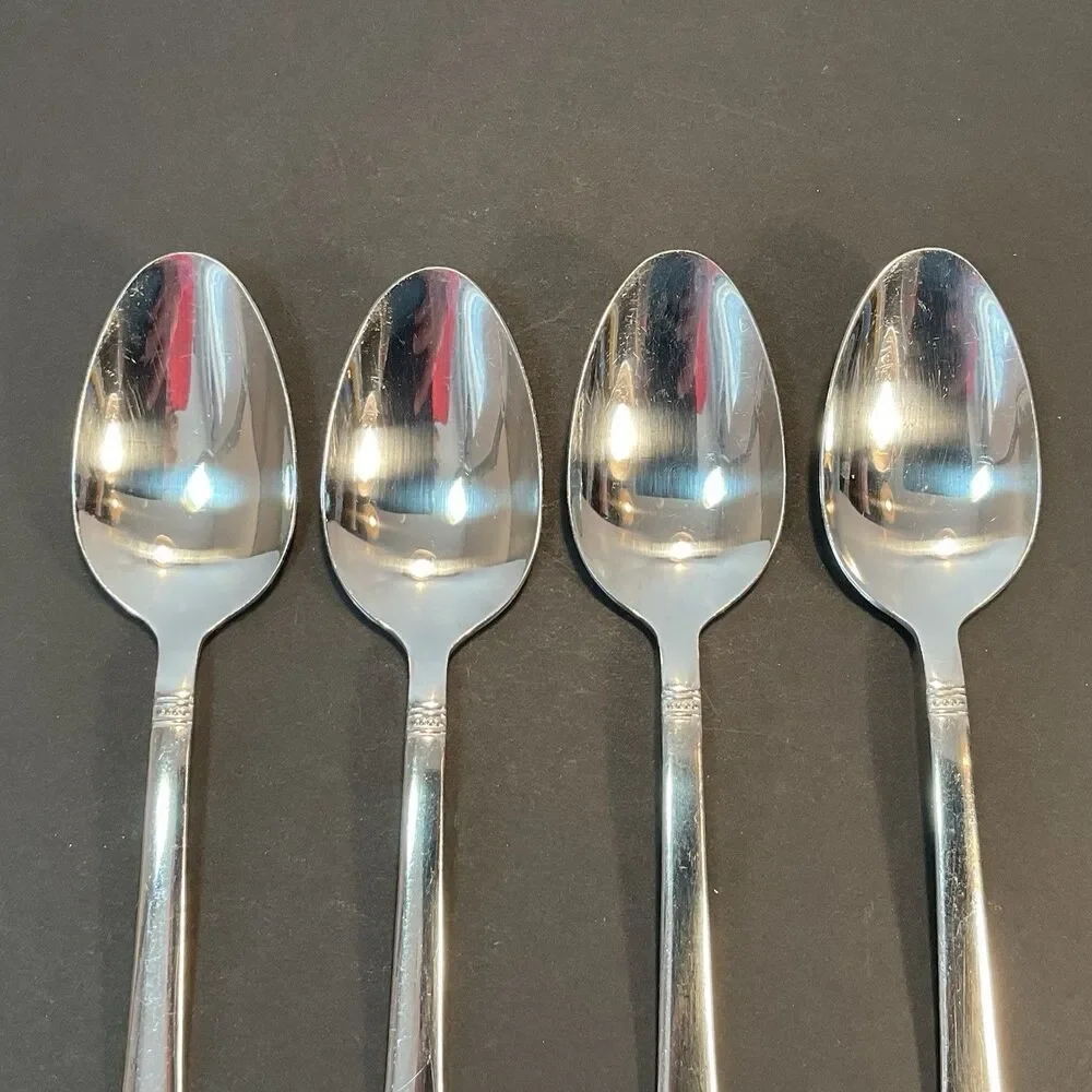 Lot Of 4 International Silver Kensington Stainless Flatware Soup Spoons  7.5
